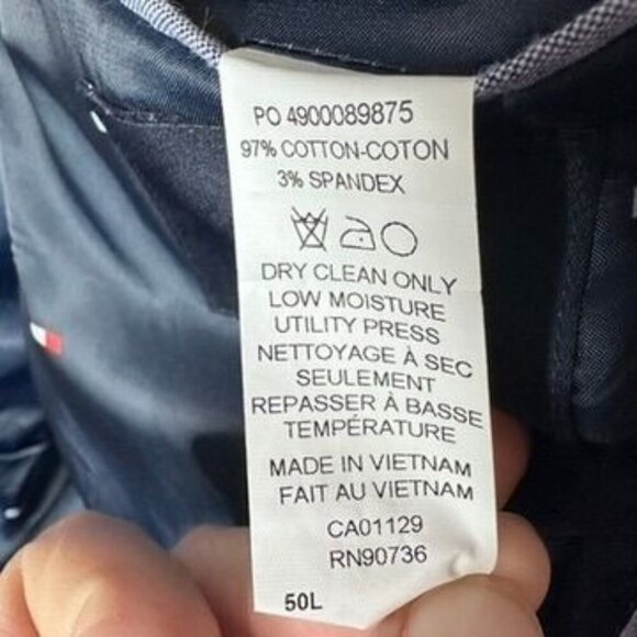 Tommy Hilfiger Mens Blazer Sportcoat Blue Cotton Blend  Two Button Office Work - Picture 9 of 9